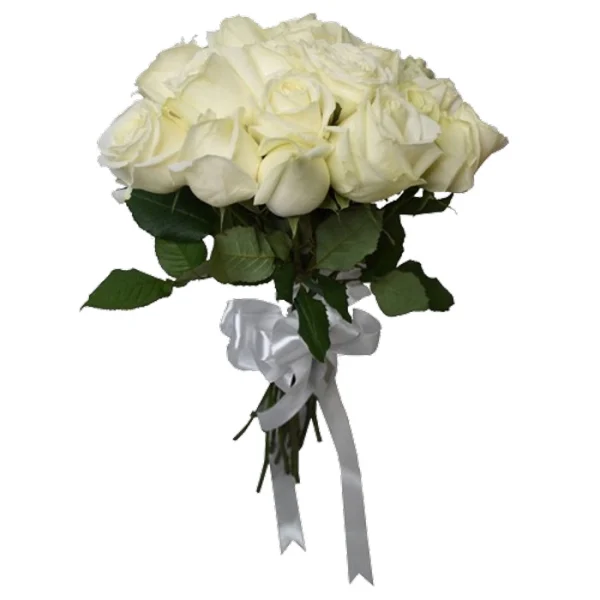 دسته گل 20 تایی رز هلندی سفید رنگ
